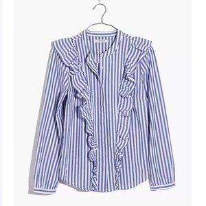 Madewell Striped Ruffle Front Blouse